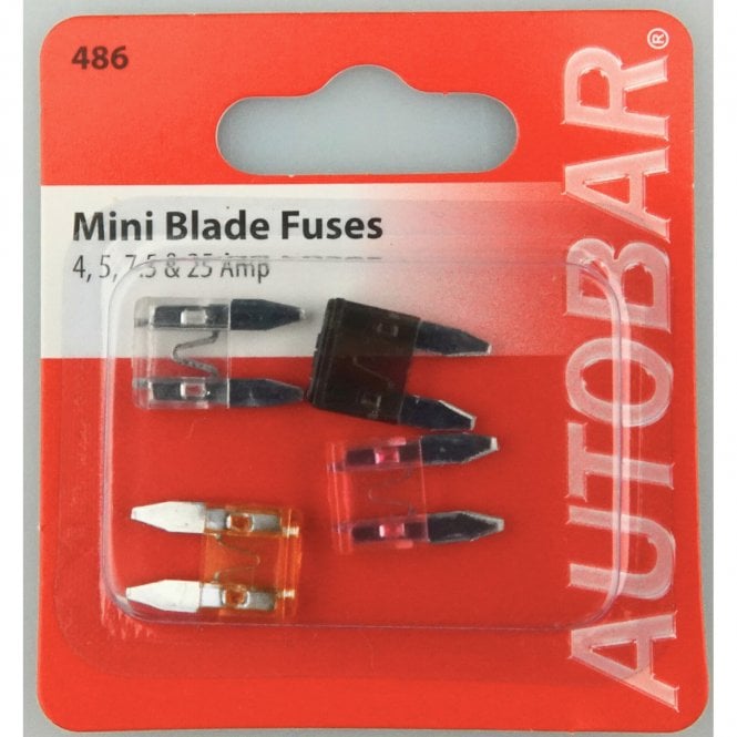 Autobar Assorted Mini Blade Fuses 4, 5, 7.5 & 25amp