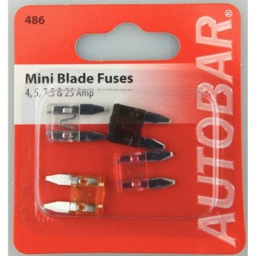 Autobar Assorted Mini Blade Fuses 4, 5, 7.5 & 25amp