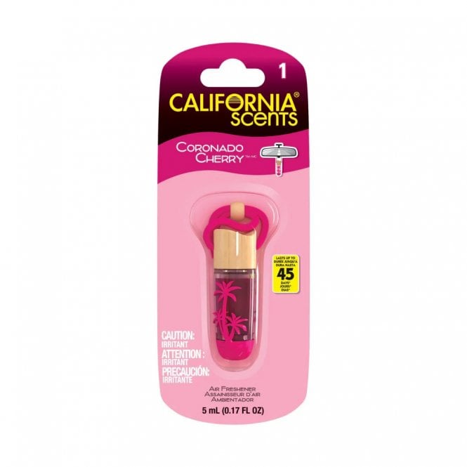 California Scents Hanging Glass Vial Bottle Air Freshener Coronado Cherry Pink
