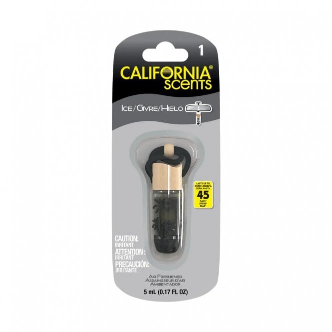 California Scents Hanging Glass Vial Bottle Air Freshener Ice Black