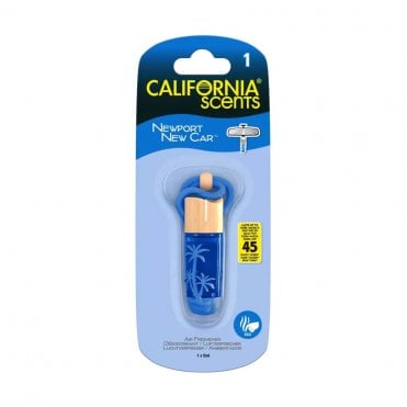 Hanging Glass Vial Bottle Air Freshener Newport New Car Blue