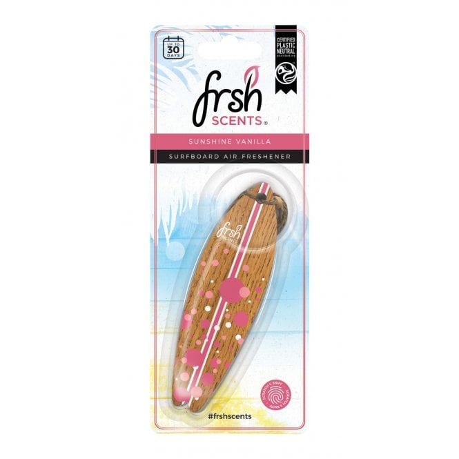 Frsh Scents Sunshine Vanilla Scented Pink Surfboard Air Freshener