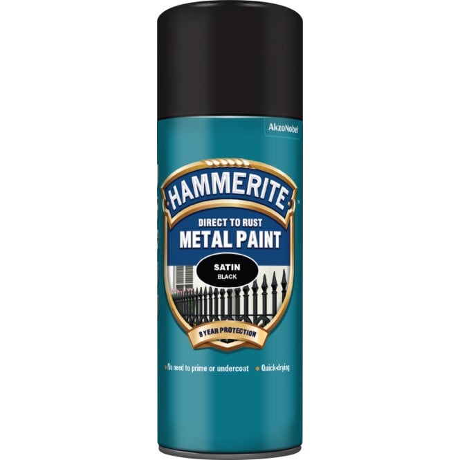 Hammerite Satin Black Aerosol Paint 400ml