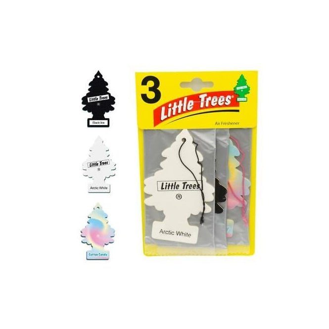 Little Trees Arctic White, Black Ice & Cotton Candy Air Fresheners 3 Pack