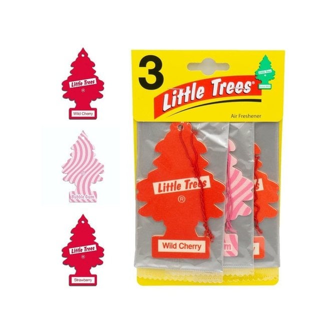 Little Trees Wild Cherry, Bubblegum & Strawberry Air Fresheners 3 Pack