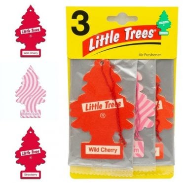 Little Trees Wild Cherry, Bubblegum & Strawberry Air Fresheners 3 Pack